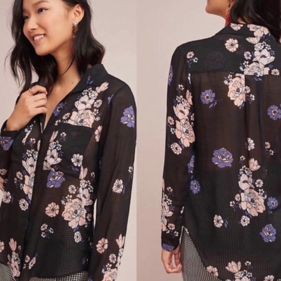 Anthropologie Tops - Floral Anthropologie Cloth & Stone Long Sleeve Button Down Blouse Pockets